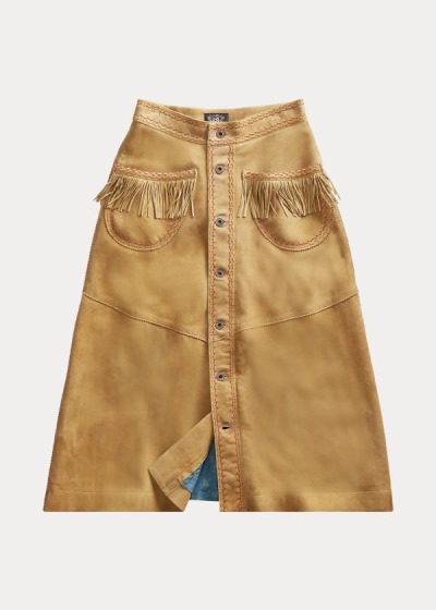 Women's Ralph Lauren Fringe Suede Skirts | 140592SKZ